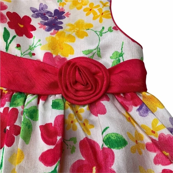 American Princess | Girls Colorful Floral Dress with Pink Accent - Picture 2 of 2